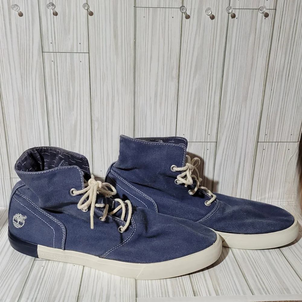 Timberland Roll Top Chukka Men's Size 10.5 Shoes Navy Blue White A1A42